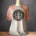 MOMMY LIFE COFFEE STRONG | Animal Print Sleeves T-Shirt