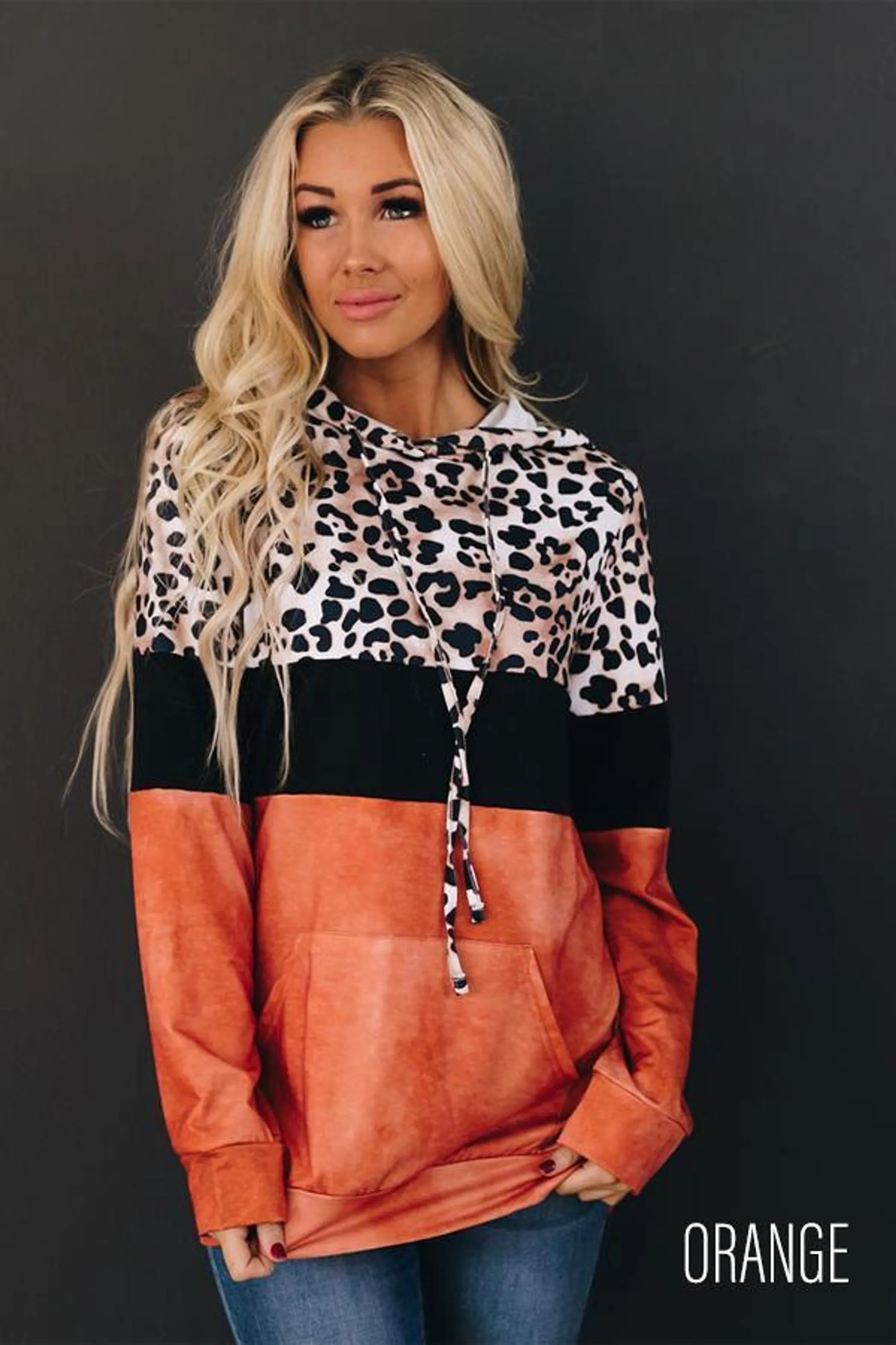 My Vibe Leopard Color-Block Hoodie