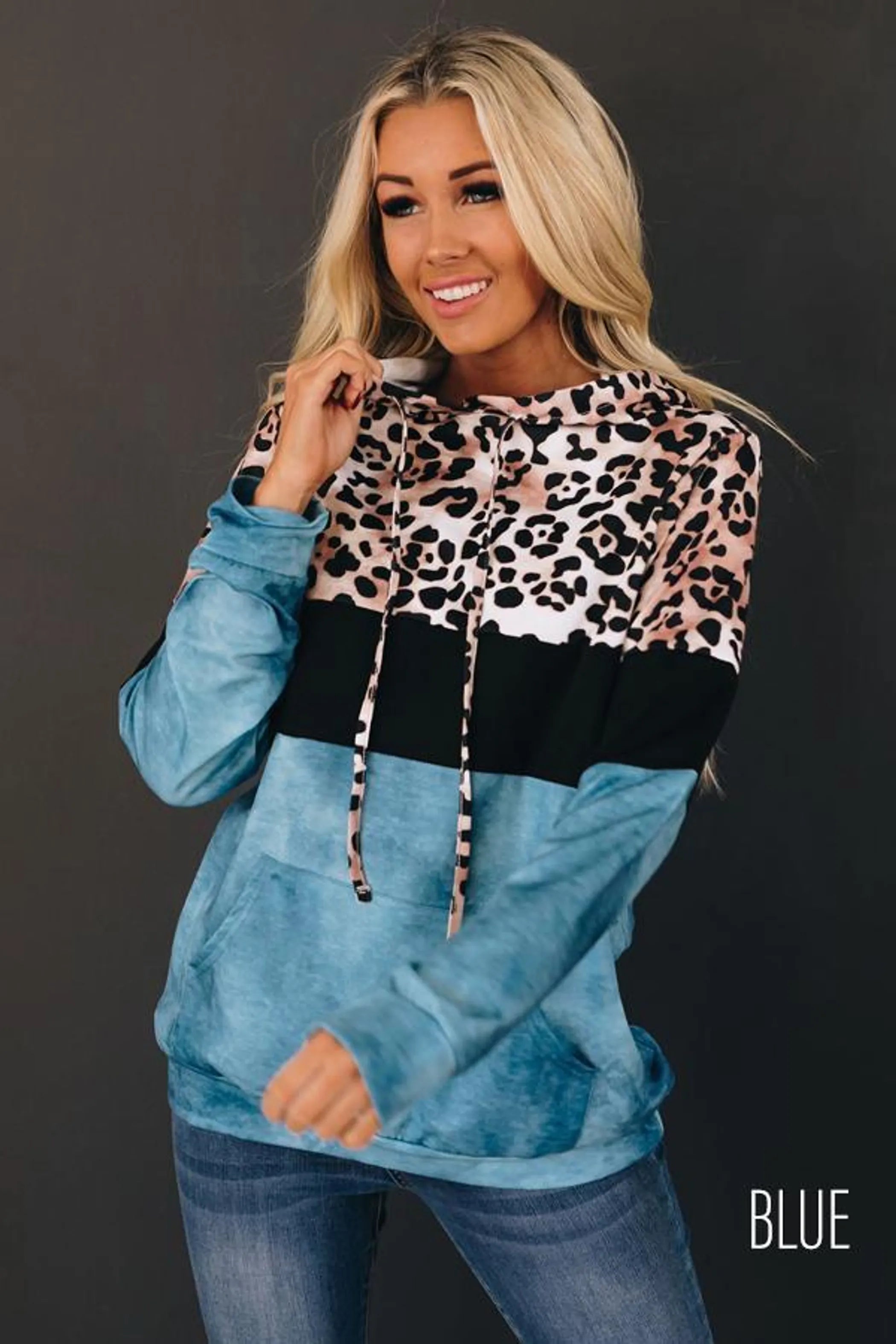 My Vibe Leopard Color-Block Hoodie