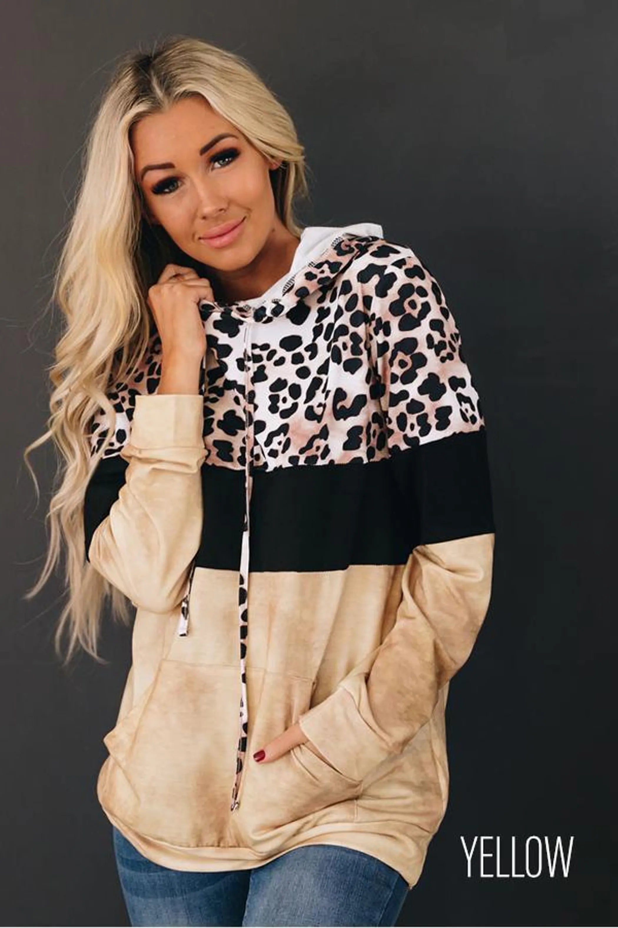 My Vibe Leopard Color-Block Hoodie