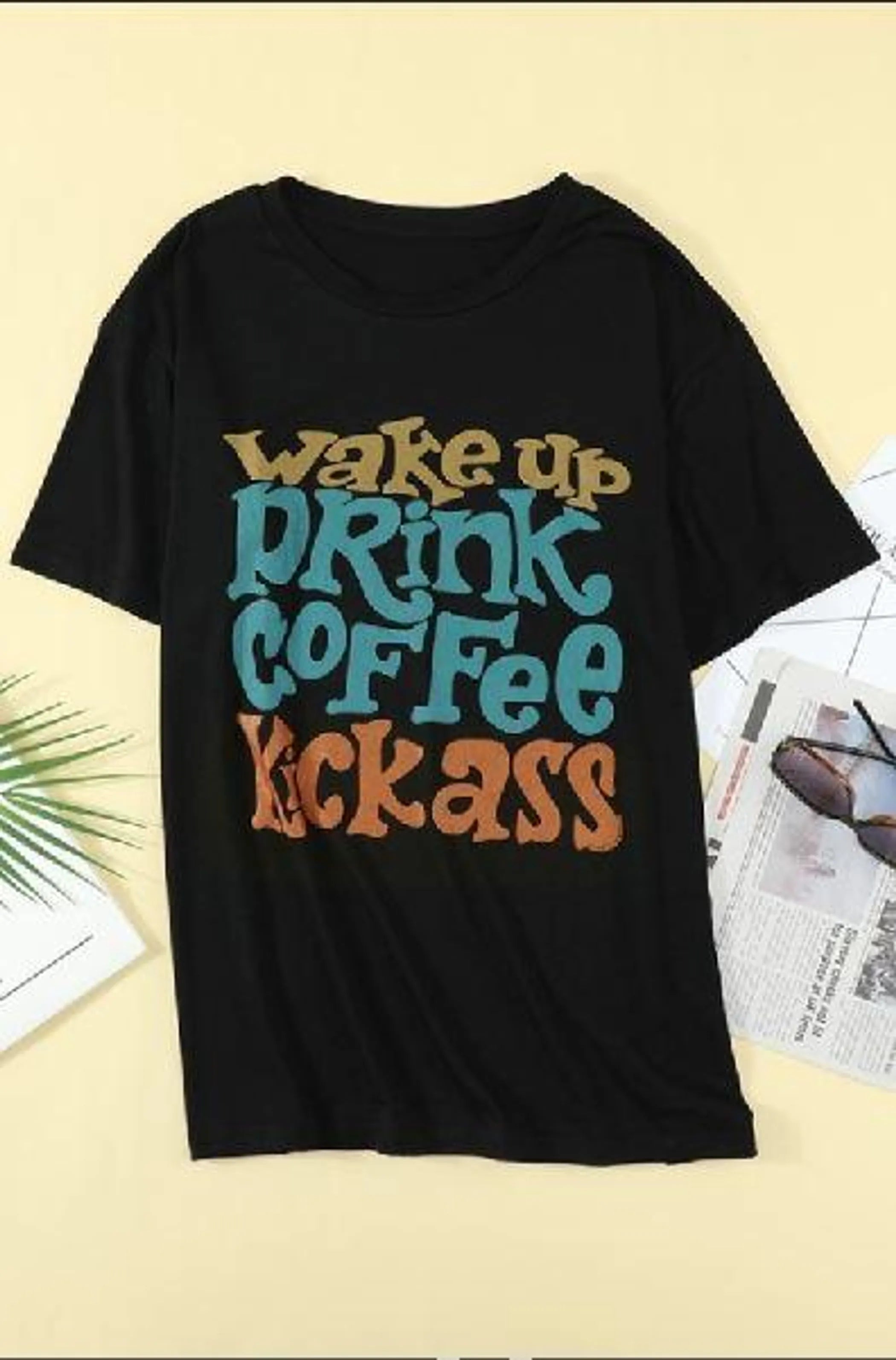 Letters Graphic Black Plus Size T-shirt