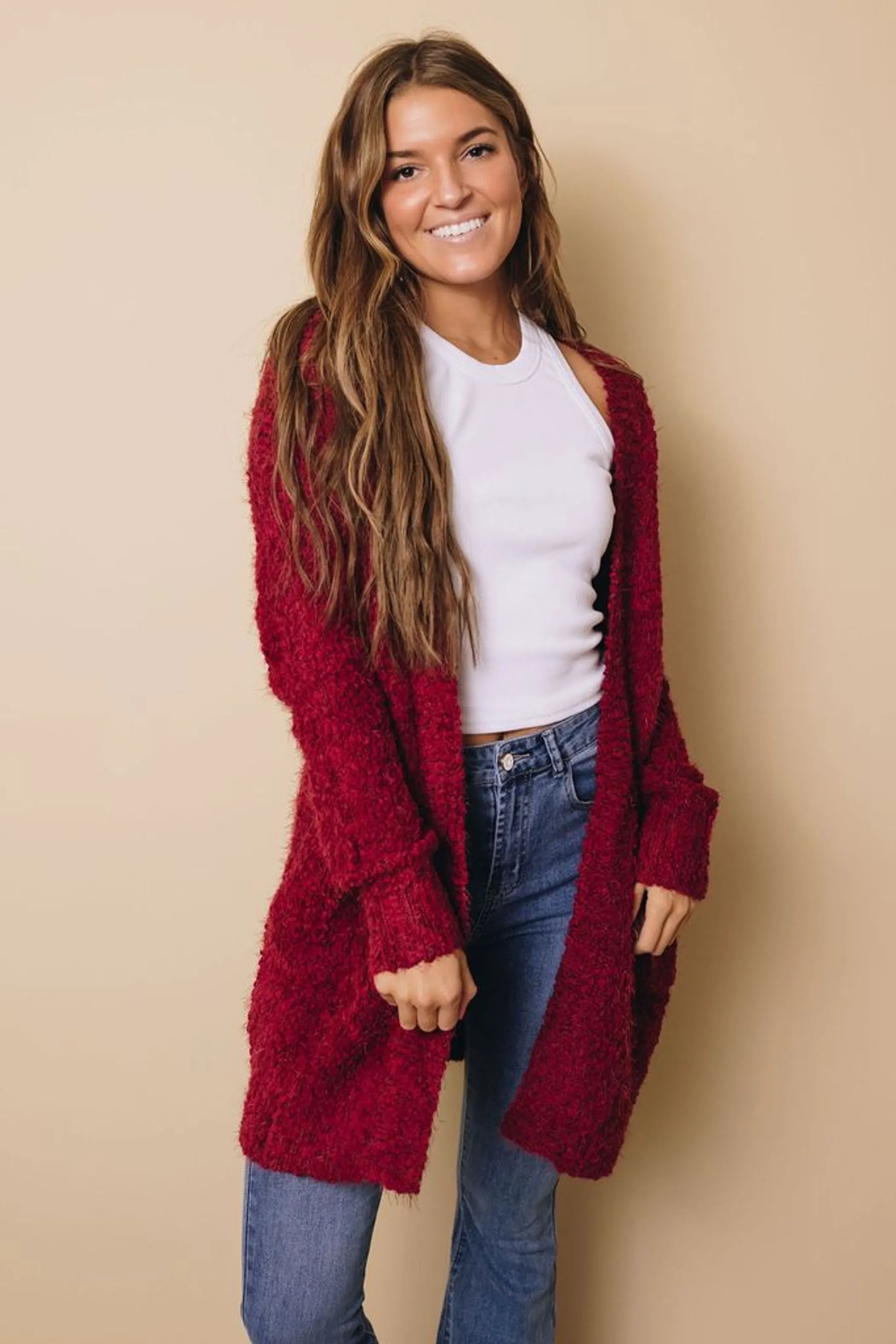 Carlton Fuzzy Knit Cardigan