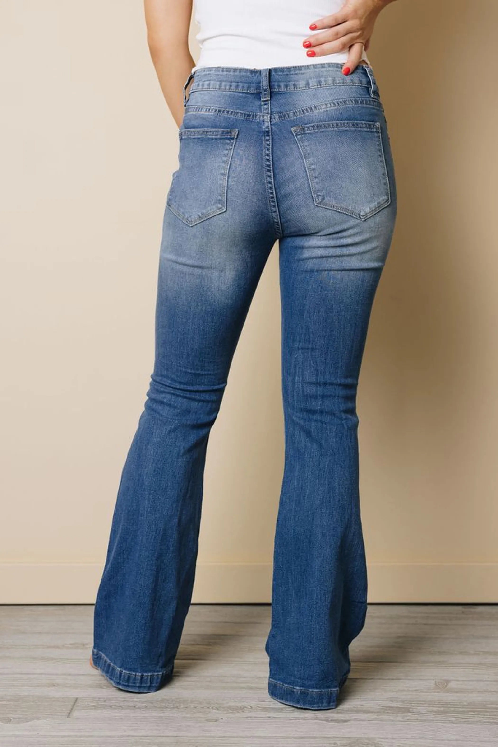 Distressed Flare Bottom Jeans